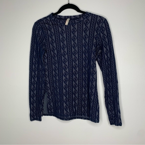 Free People Movement blissed out blue ribbed long sleeve top - Picture 1 of 12